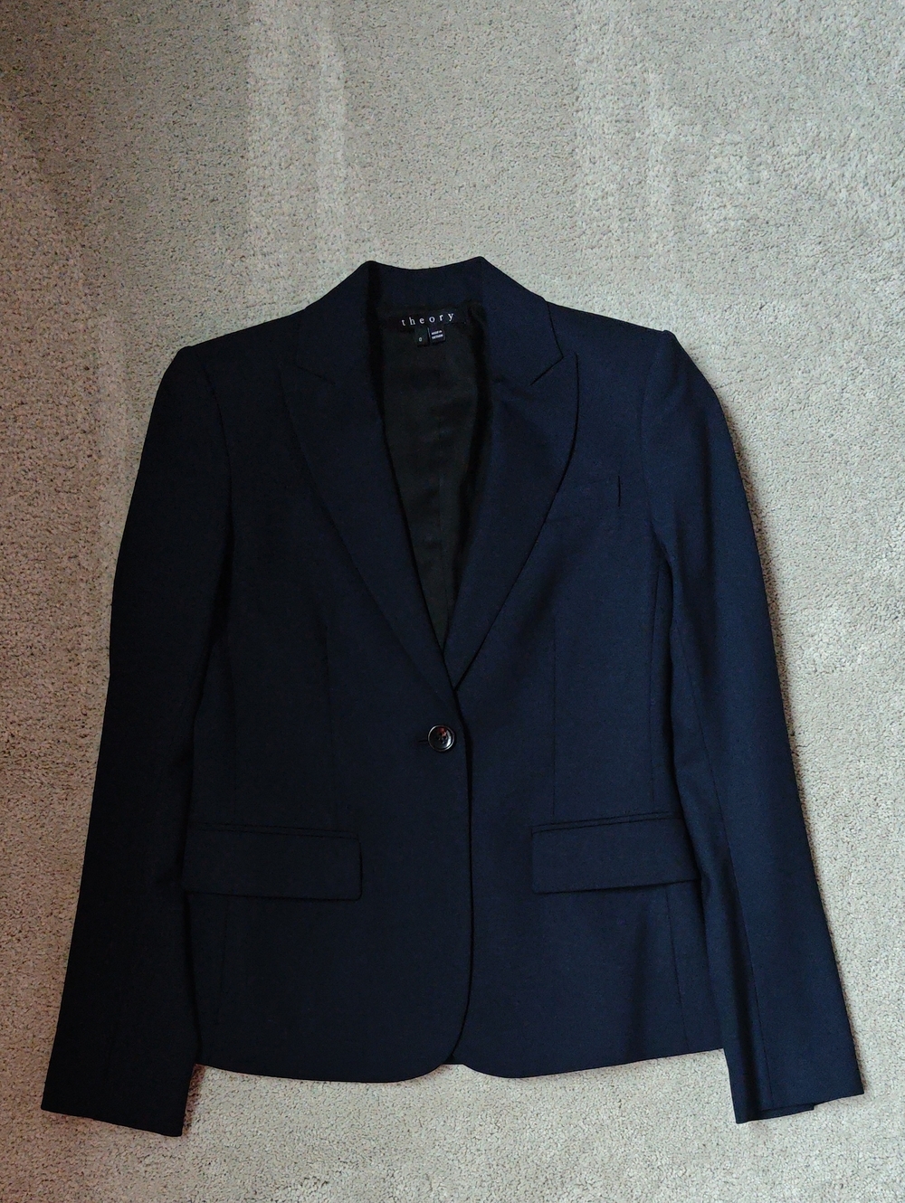 Theory Navy Single-Button Tailored Blazer